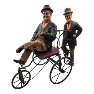 Laurel & Hardy Tandem Bicycle Sculpture Figurine 18" Large Statue Repaired
